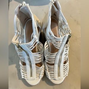 White wedges with gold zipper (JustFab, size 8)